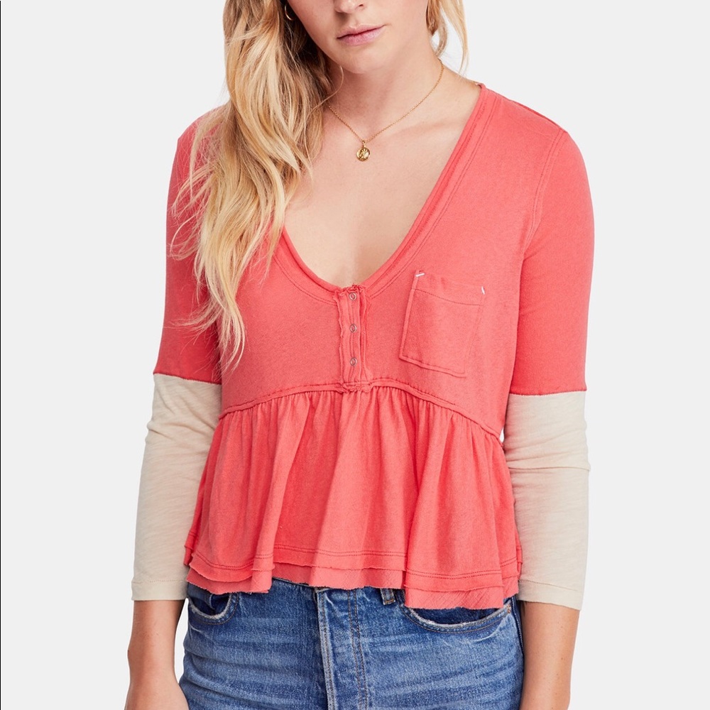 Free People Heart of Mine Cotton Colorblocked Top